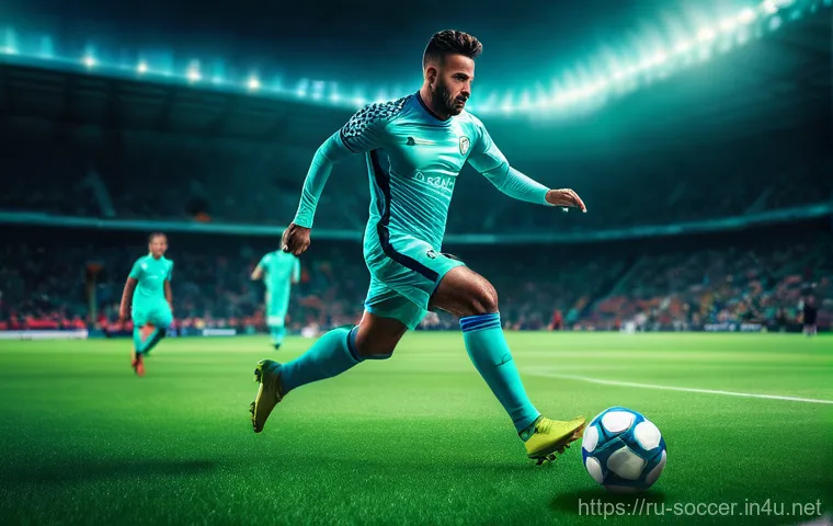 축구 경기력 평가 지표 - 85 xG" floating near the ball's path. The focus is on the intensity of the shot and the sophisticate...