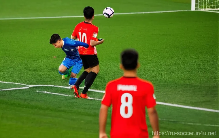 축구 오프사이드 규칙 설명 - **Prompt:** A highly dynamic, high-definition action shot from a professional football match. A male...