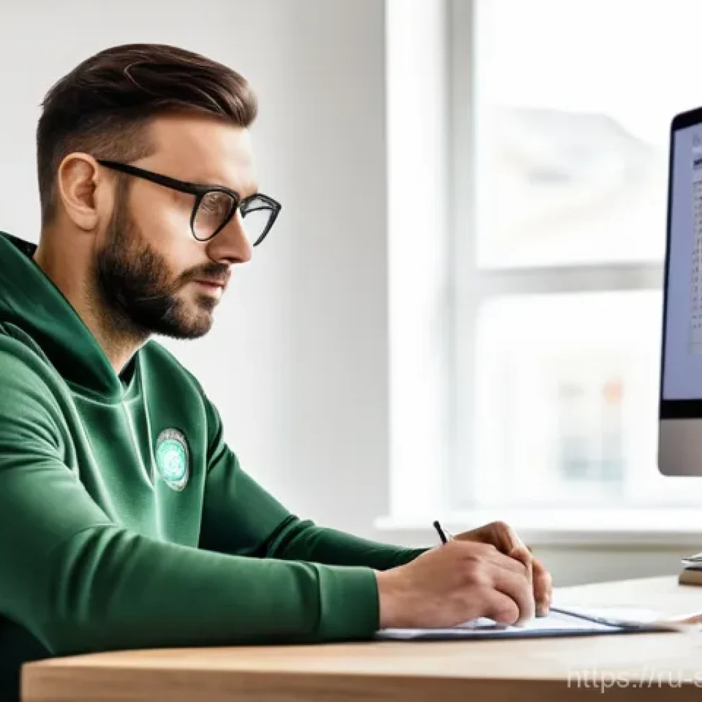 축구 블로그 콘텐츠 제작 캘린더 - The Dedicated Football Strategist's Hub**
A medium shot of a focused male blogger (30s) sitting at a...