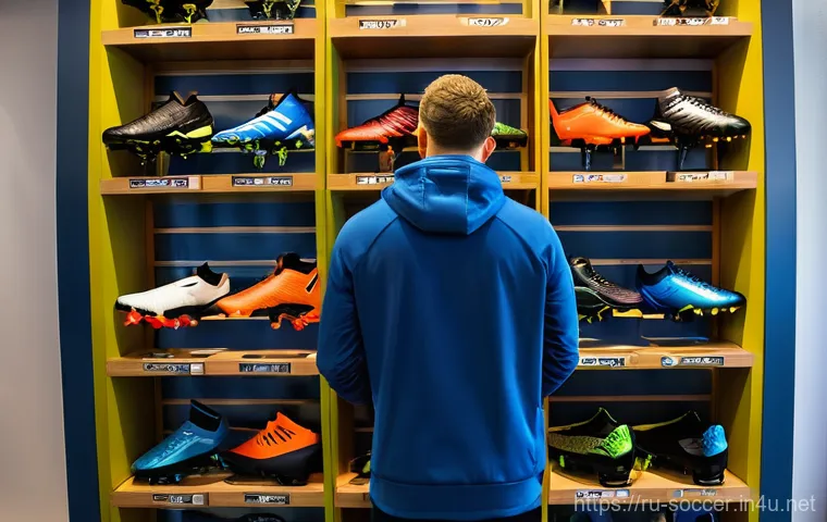 축구 특화 브랜드 추천 - **Prompt:** A detailed, close-up still-life photograph showcasing a pair of innovative football boot...