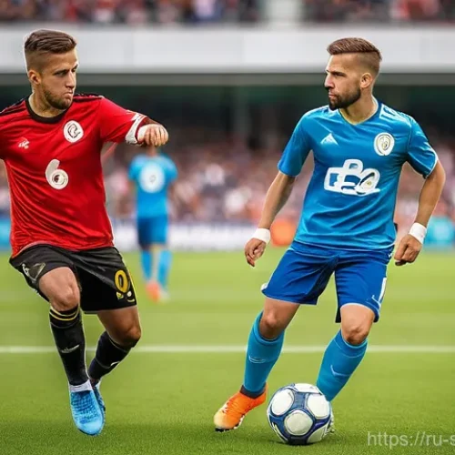 축구 3 5 2 전술 활용법 - **Prompt:** A dynamic, wide-angle shot of a football match, focusing on the midfield of a team playi...