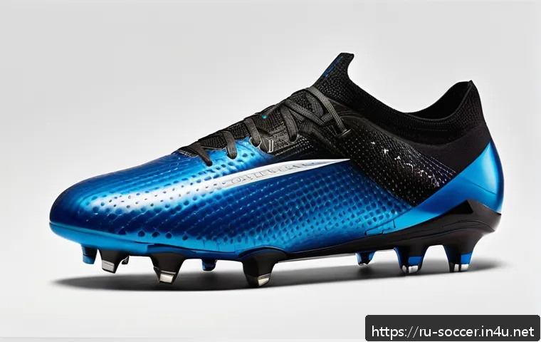 축구 필수 장비 추천 - A dynamic close-up of modern football cleats designed for different playing surfaces, featuring ligh...