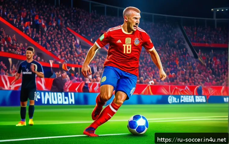 축구 팬 아트 제작법 - A dynamic digital painting of a famous Russian football player in motion during a historic match, de...